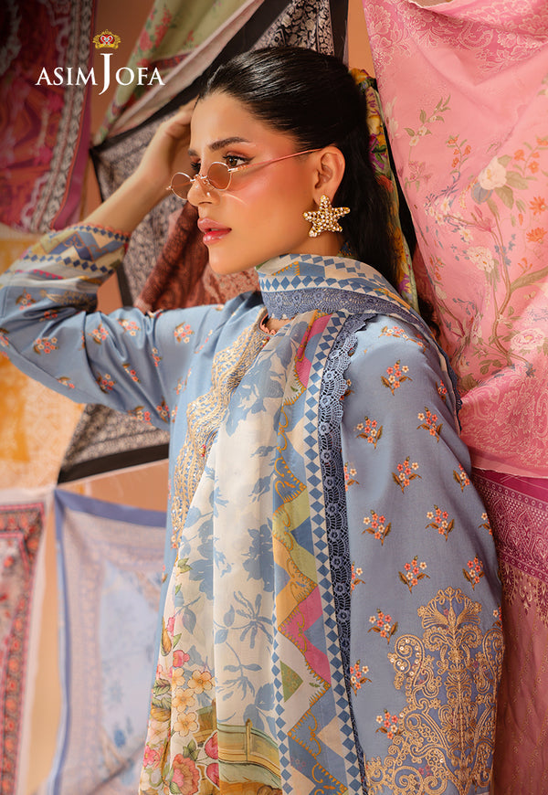 Asim Jofa | Summer Rhapsody | AJUBU-11 Printed Embroidered Lawn by Asim Jofa - Designer Dress  - Type : Ladies Clothes - Available at Libayah - 100% Original 