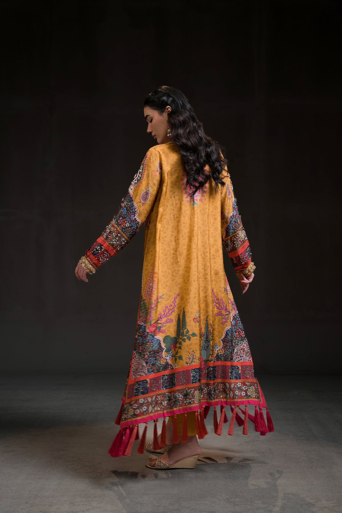 Ammara Khan | Glitz Luxury Pret 24 | MUSTARD GOLD KAFTAN SET (D-12) by Ammara Khan - Designer Dress - Type: Ladies Clothes - Available at Libayah - 100% Original