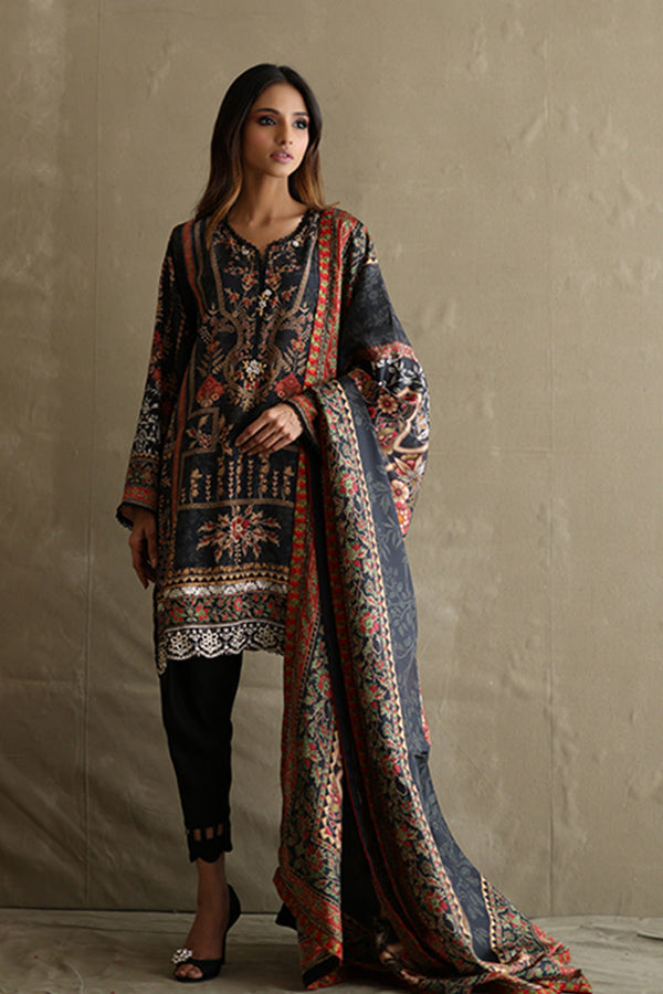 Mina Hasan | Signature Pret | Baroque In Black - by Libayah - Registered Vendor of : Mina Hasan - 100% Original Designer Dress