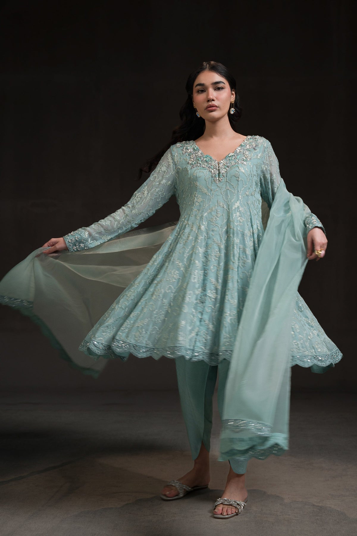 Ammara Khan | Glitz Luxury Pret 24 | SHORT PEPLUM KALIDAR (D-02) by Ammara Khan - Designer Dress - Type: Ladies Clothes - Available at Libayah - 100% Original