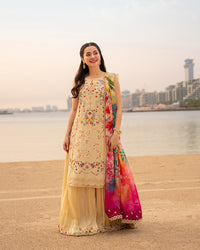 Faiza Saqlain | AYA - Unstitched Luxury Lawn '26 | Merjem by Faiza Saqlain - Designer Dress  - Type : Ladies Clothes - Available at Libayah - 100% Original 