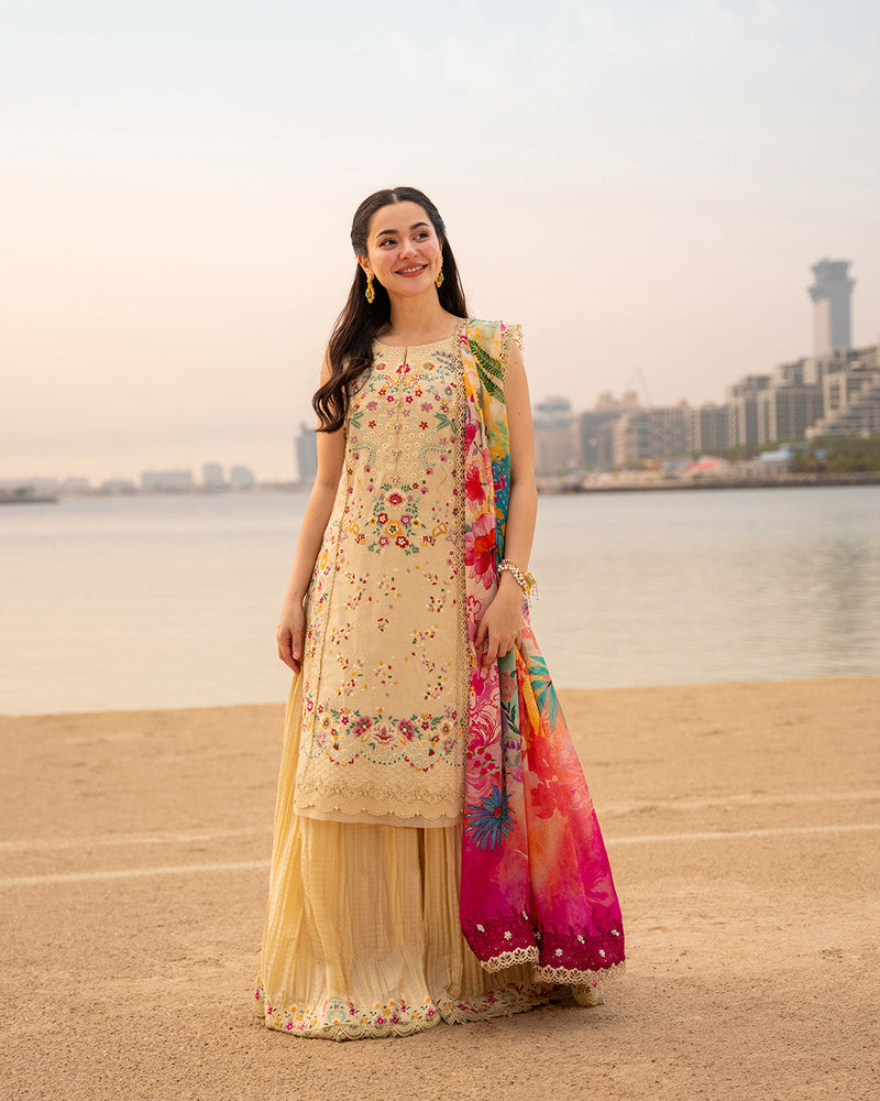 Faiza Saqlain | AYA - Unstitched Luxury Lawn '26 | Merjem by Faiza Saqlain - Designer Dress  - Type : Ladies Clothes - Available at Libayah - 100% Original 