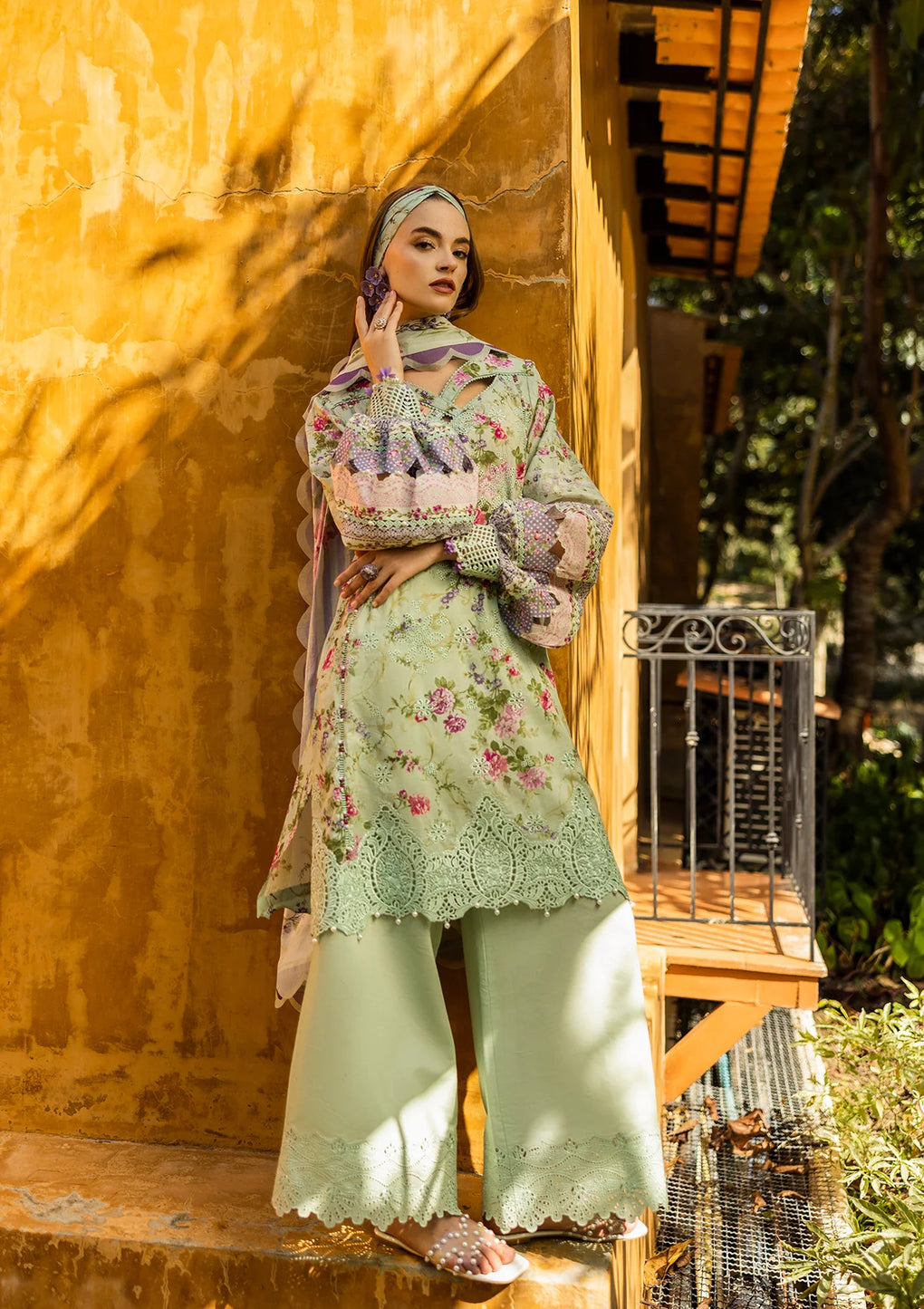 Elaf Premium | Print Chikankari 25 | ELK-03A FLOREALE by Elaf Premium - Designer Dress - Type: Ladies Clothes - Available at Libayah - 100% Original