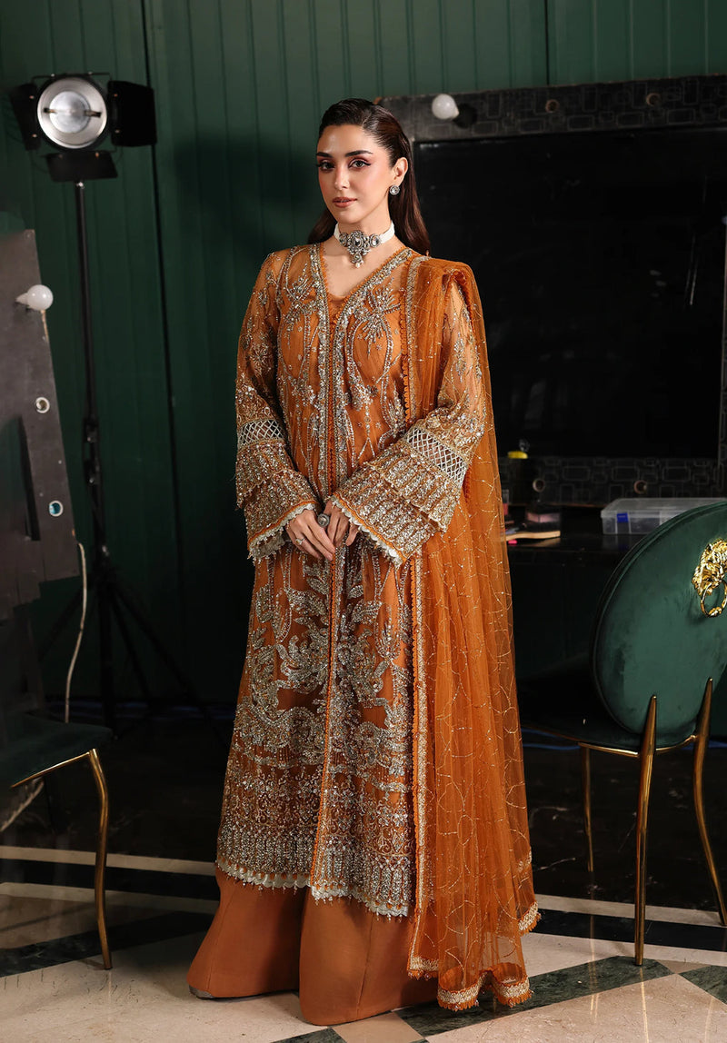 ESH-09 SAFFRON – authentic Pakistani formal dress from the Elaf Premium Stardom Formal Handwork 25 collection for women in the UK