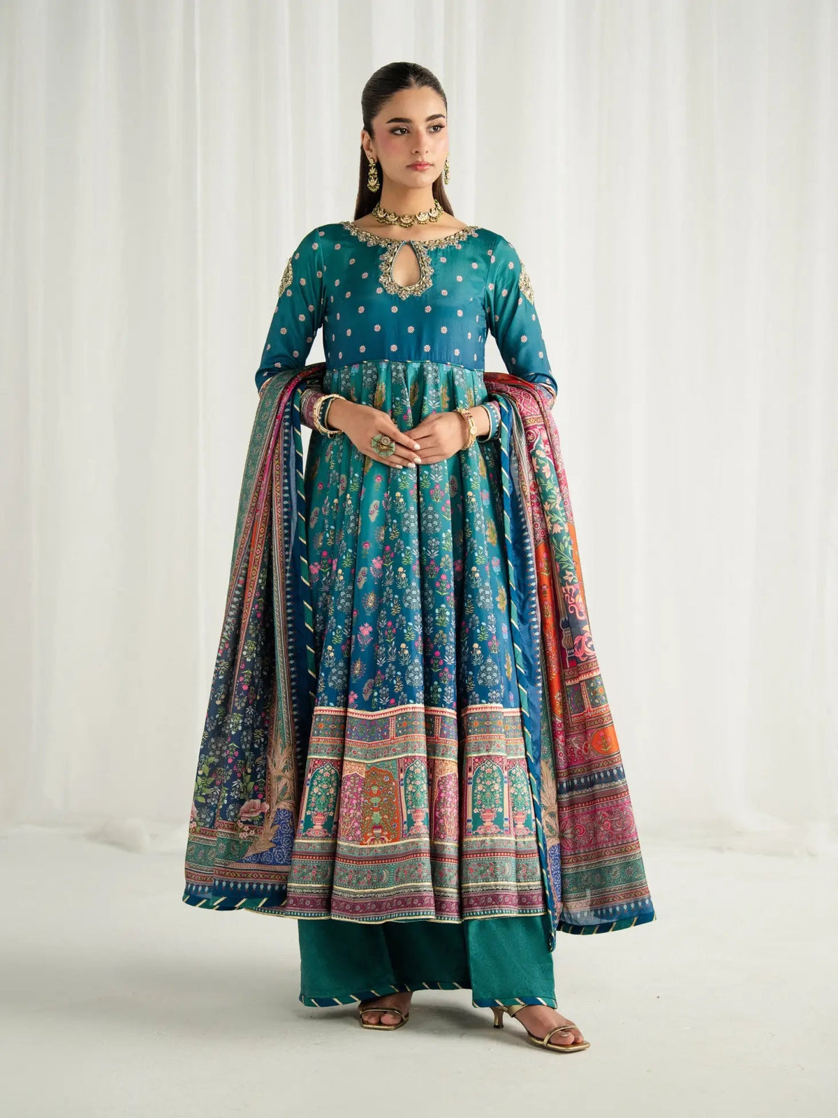 Gulaal | Aira Printed Silk | Azure by Gulaal - Designer Dress  - Type : Ladies Clothes - Available at Libayah - 100% Original 