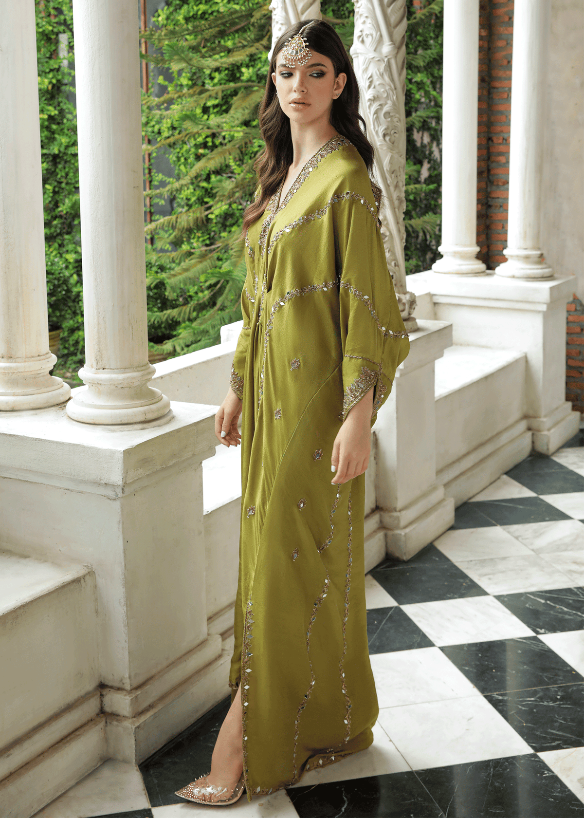 Purple Haze Pret Studio | Apsara Formals | Sheen Green Kaftan by Purple Haze - Designer Dress - Type: Ladies Clothes - Available at Libayah - 100% Original