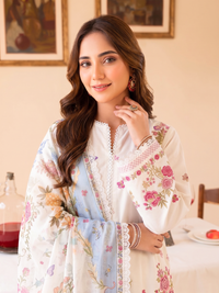 Faiza Faisal | FNF Printed Lawn | IVORY GRACE by Faiza Faisal - Designer Dress  - Type : Ladies Clothes - Available at Libayah - 100% Original 