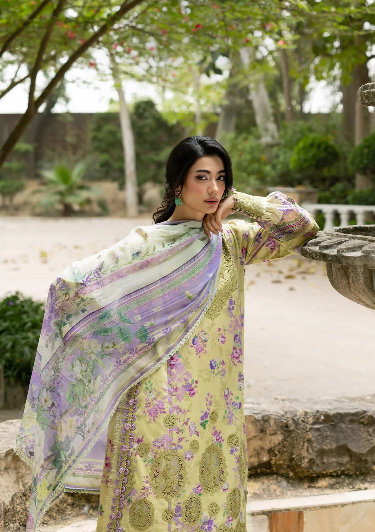 Elaf Premium | Signature Embroidered Lawn with Chiffon Collection 26 | ESG-8A OLIVIA by Elaf Premium - Designer Dress  - Type : Ladies Clothes - Available at Libayah - 100% Original 