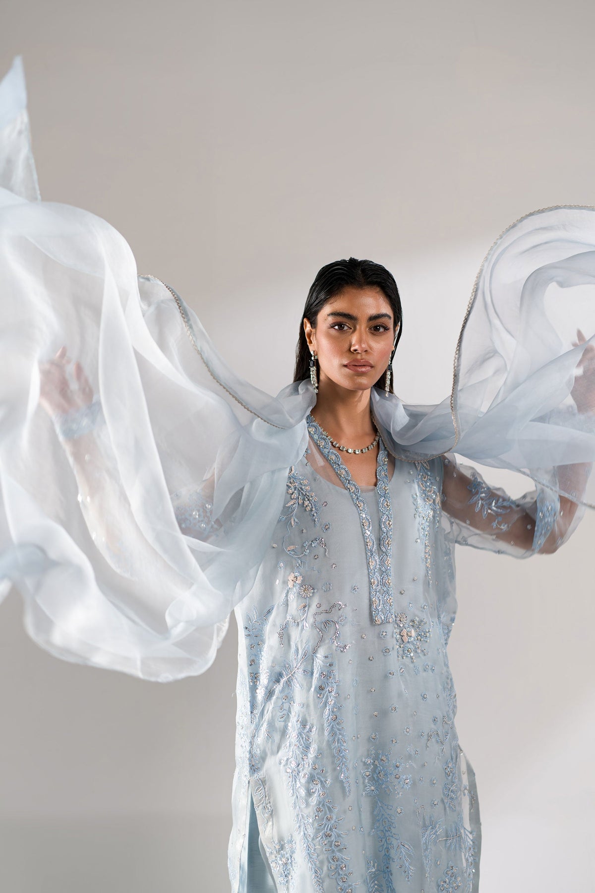 Ammara Khan | Lily Luxury Formals 24 | COOL BLUE CO-ORD SET (D-08) by Ammara Khan - Designer Dress - Type: Ladies Clothes - Available at Libayah - 100% Original