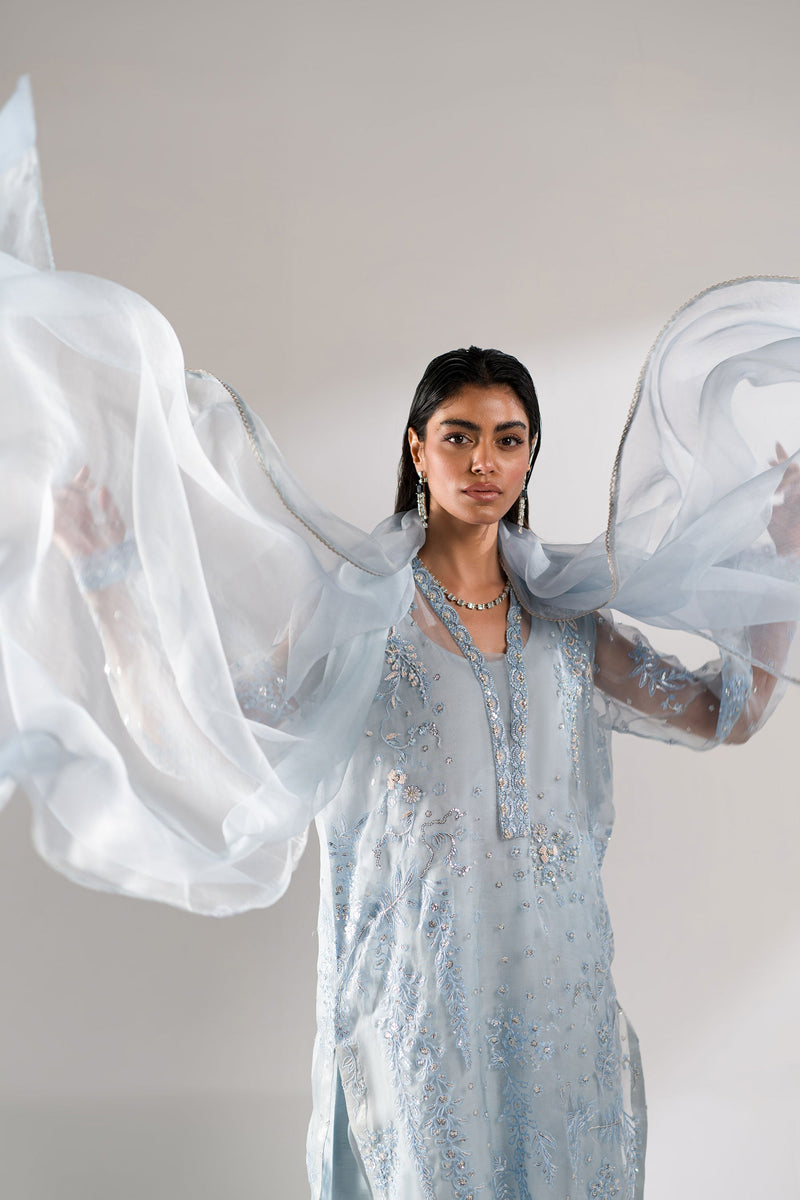 Ammara Khan | Lily Luxury Formals 24 | COOL BLUE CO-ORD SET (D-08) by Ammara Khan - Designer Dress - Type: Ladies Clothes - Available at Libayah - 100% Original