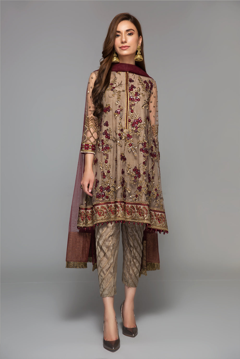 Baroque | Formals Collection | EMBROIDERED NET UF-14 by Baroque - Designer Dress  - Type : Ladies Clothes - Available at Libayah - 100% Original 