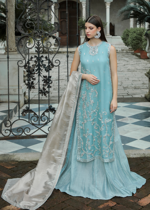 Purple Haze Pret Studio | Apsara Formals | Ice Blue Organza Outfit by Purple Haze - Designer Dress - Type: Ladies Clothes - Available at Libayah - 100% Original