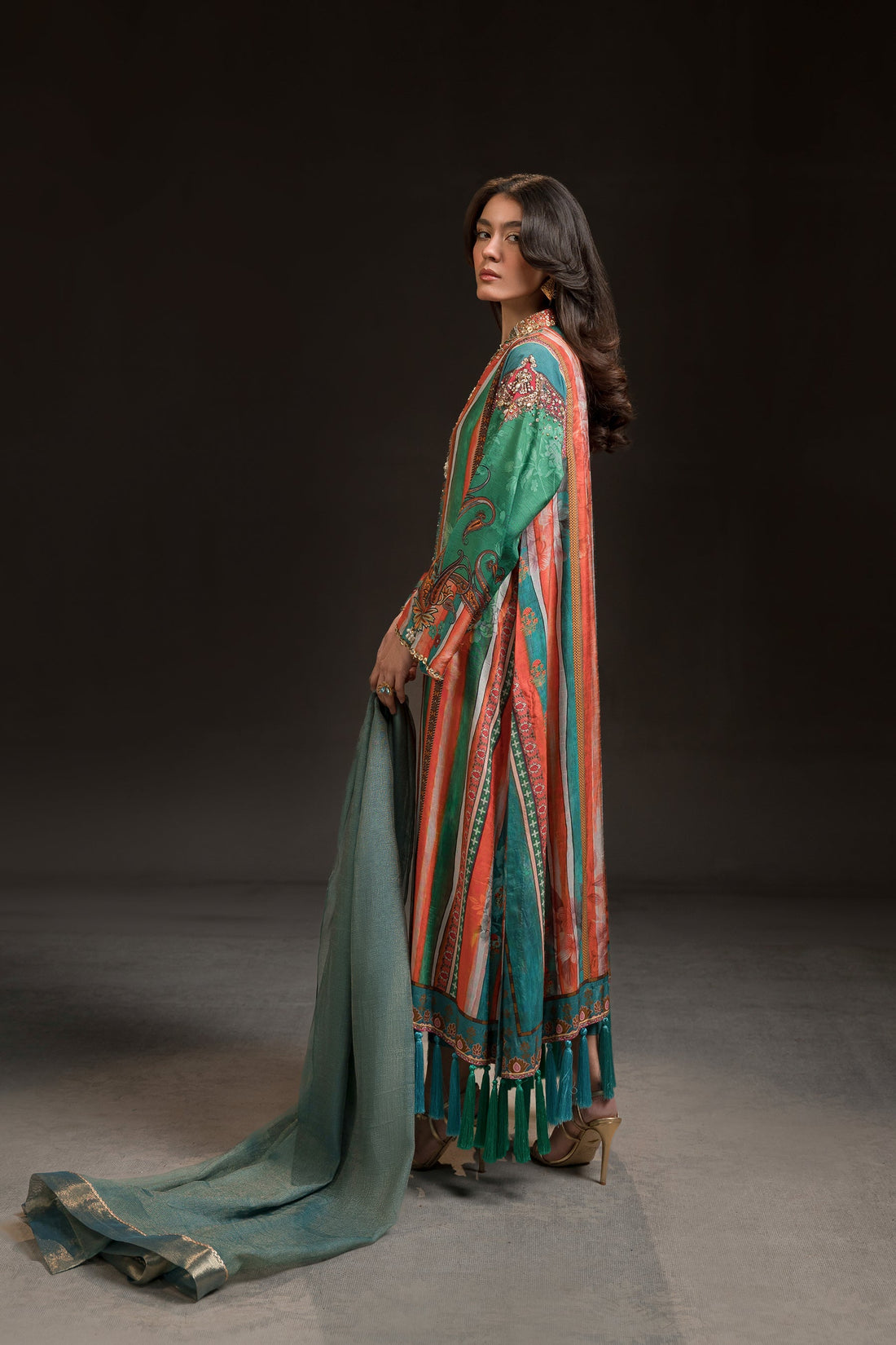 Ammara Khan | Glitz Luxury Pret 24 | MULTI COLOUR BURST KAFTAN (D-09) by Ammara Khan - Designer Dress - Type: Ladies Clothes - Available at Libayah - 100% Original