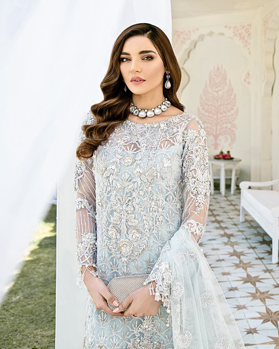 Gulaal | Wedding Formals | Avenir Embroidered Net 3-Piece Suit WS-01 by Gulaal - Designer Dress - Type: Ladies Clothes - Available at Libayah - 100% Original