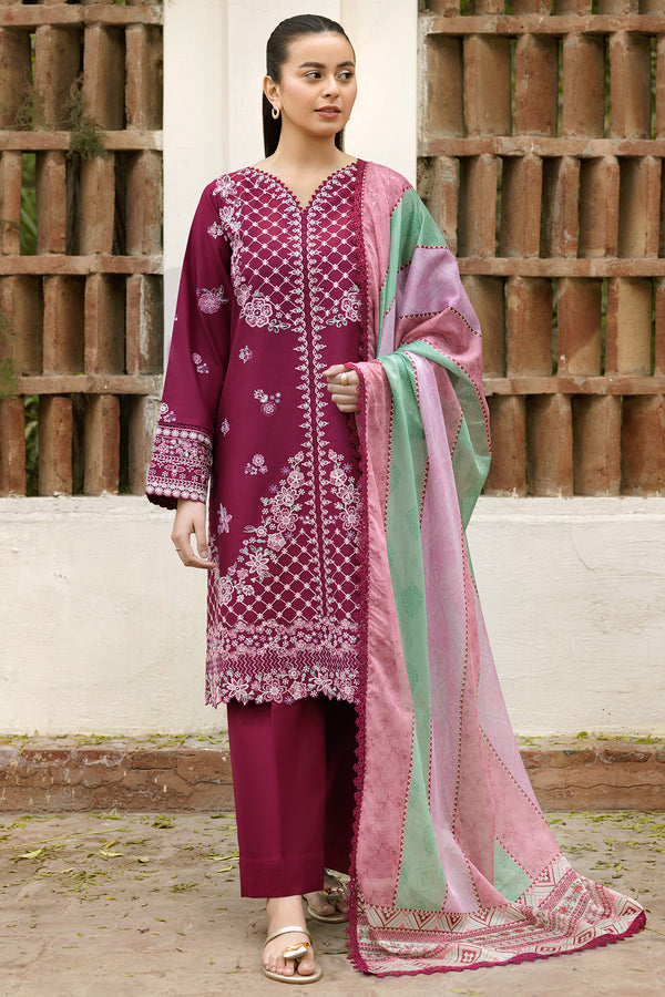 Farasha | Summer Weaves Embroidered Lawn | Satin Ruby by Farasha - Designer Dress - Type: Ladies Clothes - Available at Libayah - 100% Original