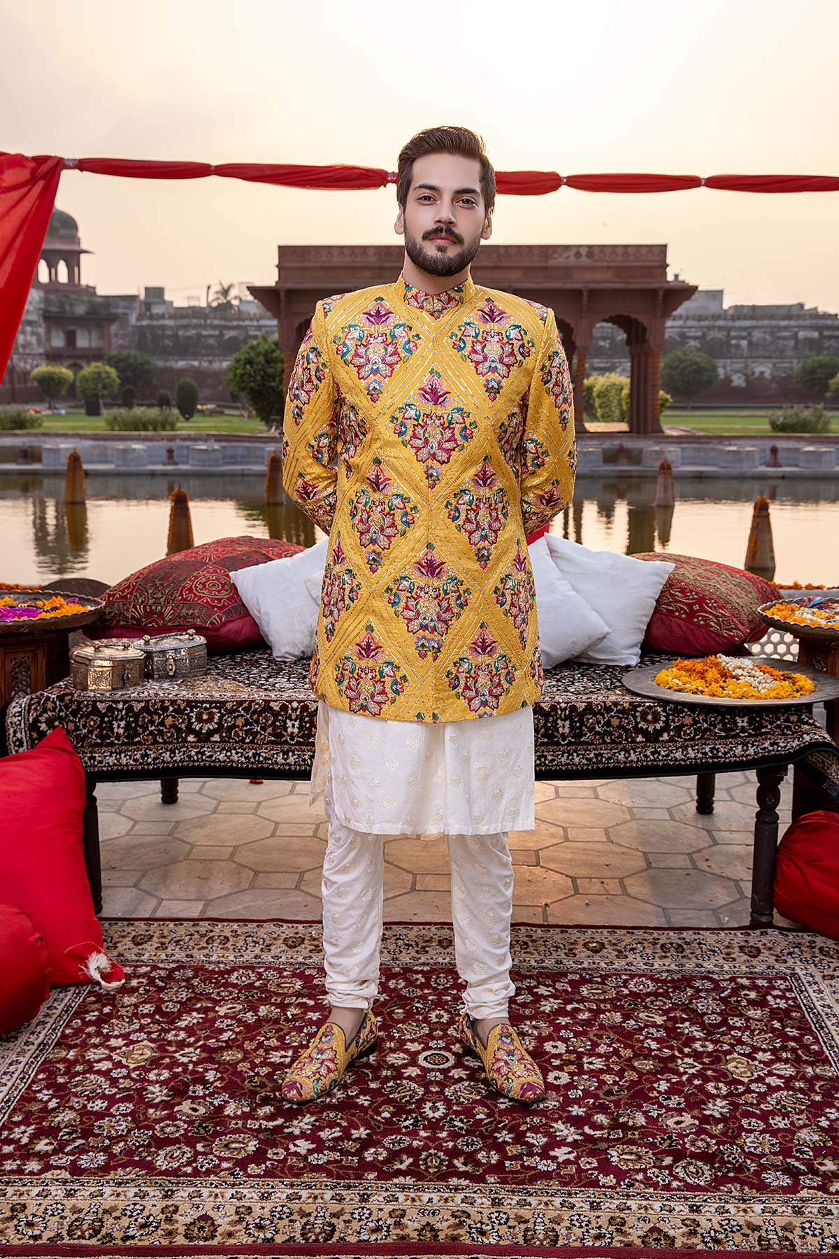 Pakistani Menswear | Mina Kashif | Sherwani D-16 by Libayah - Designer Dress - Type: Menswear - Available at Libayah - 100% Original