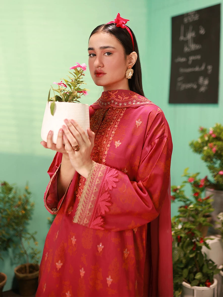 Salitex | Izel Lawn 24 | SCARLET - LUXURY LAWN EMBROIDERED SUIT by Salitex - Designer Dress - Type: Casuals - Available at Libayah - 100% Original