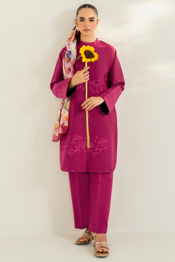 Farasha | Thread Lines Embroidered | Fuchsia Fern by Farasha - Designer Dress  - Type : Ladies Clothes - Available at Libayah - 100% Original 