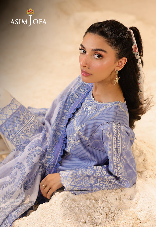 Asim Jofa | Summer Rhapsody | AJUBU-13 Printed Embroidered Lawn by Asim Jofa - Designer Dress  - Type : Ladies Clothes - Available at Libayah - 100% Original 