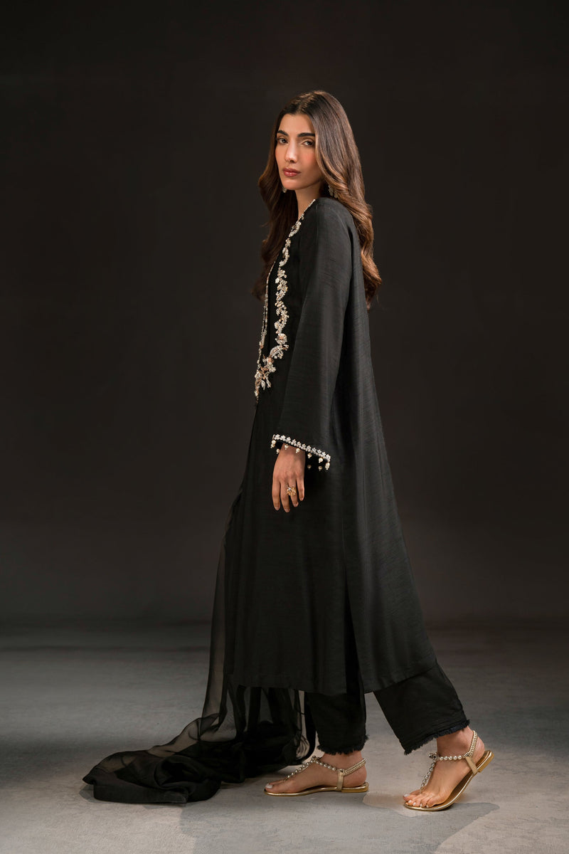 Ammara Khan | Glitz Luxury Pret 24 | BLACK EVENING WEAR SET (D-05) by Ammara Khan - Designer Dress - Type: Ladies Clothes - Available at Libayah - 100% Original
