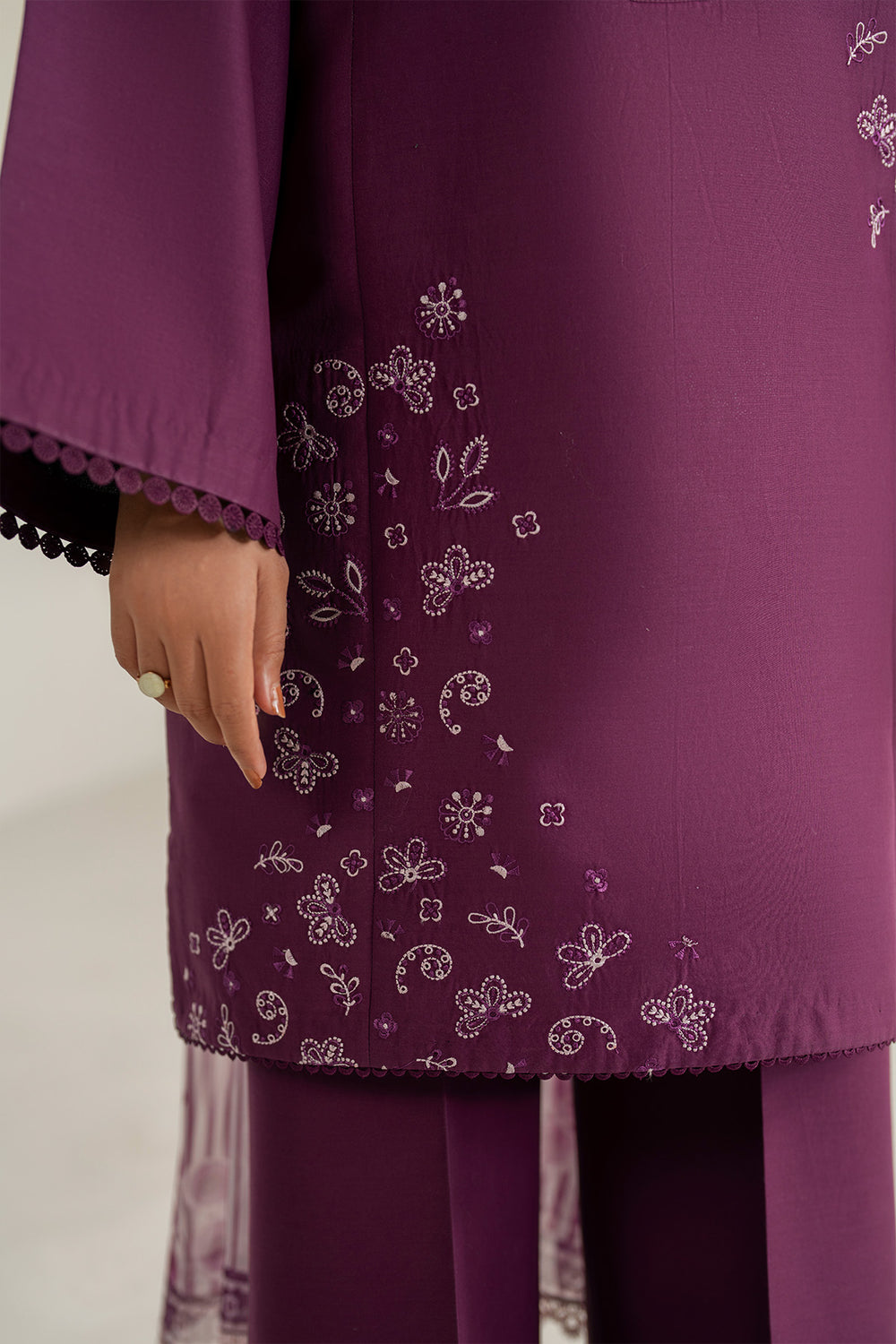 Farasha | Thread Lines Embroidered | Mauve Eclips by Farasha - Designer Dress  - Type : Ladies Clothes - Available at Libayah - 100% Original 