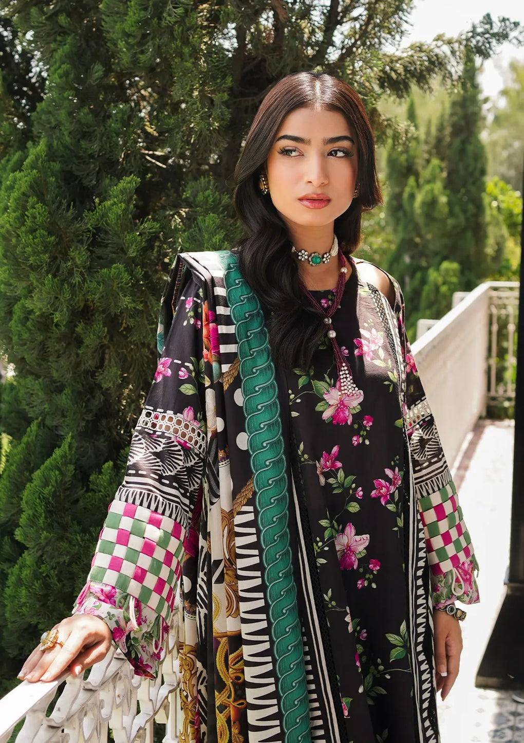 Elaf Premium | Printed Collection 24 | EEP-02A - Dark Floral by Elaf Premium - Designer Dress - Type: Ladies Clothes - Available at Libayah - 100% Original
