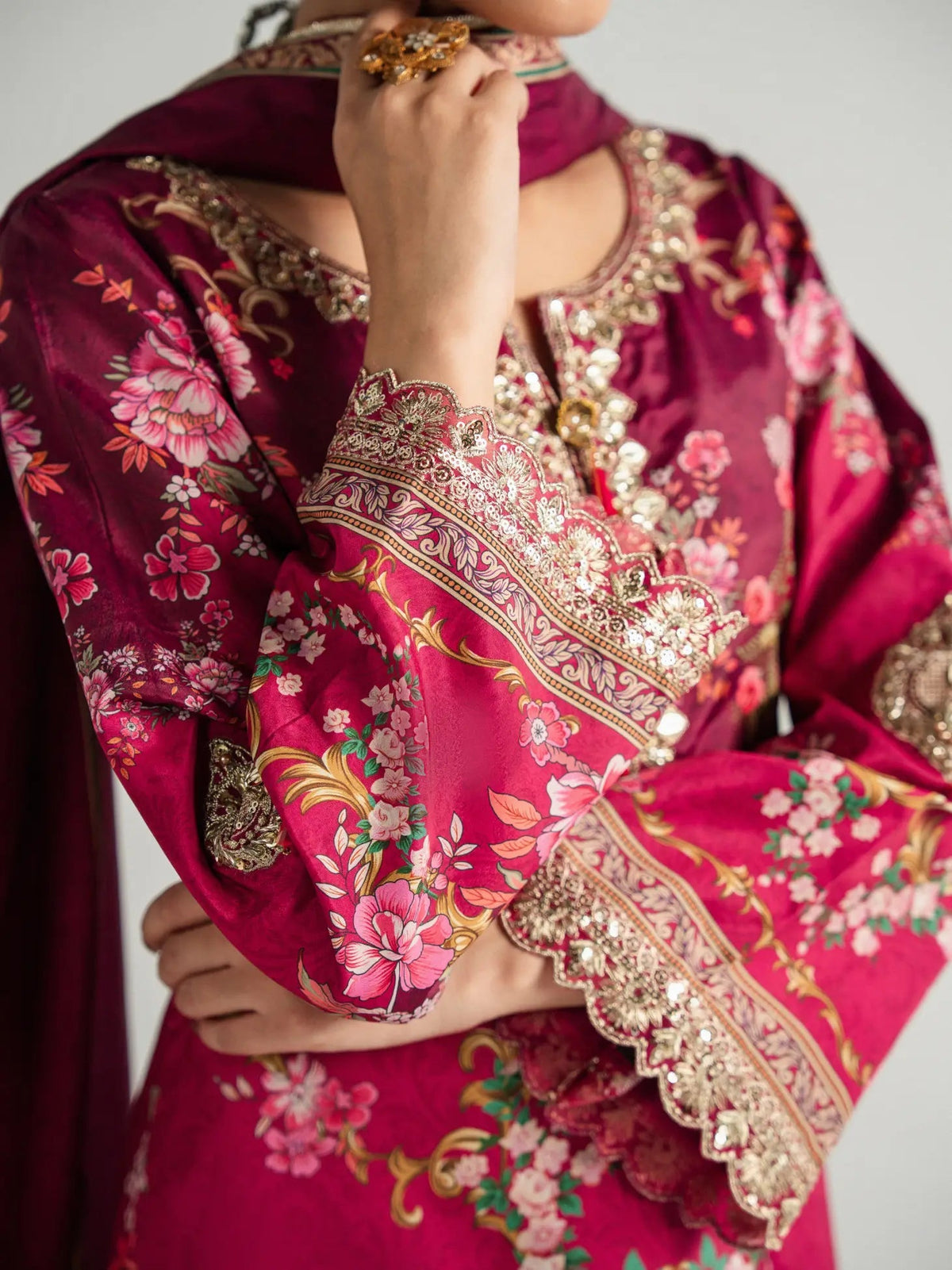 Gulaal | Aira Printed Silk | Garnet Garden by Gulaal - Designer Dress  - Type : Ladies Clothes - Available at Libayah - 100% Original 