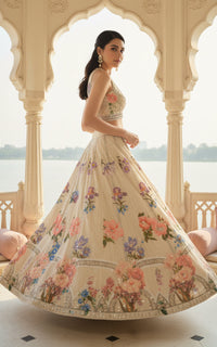Threads and Motifs | Formal Outfits | Blouse With Printed Lehenga by Threads and Motifs - Designer Dress  - Type : Ladies Clothes - Available at Libayah - 100% Original 
