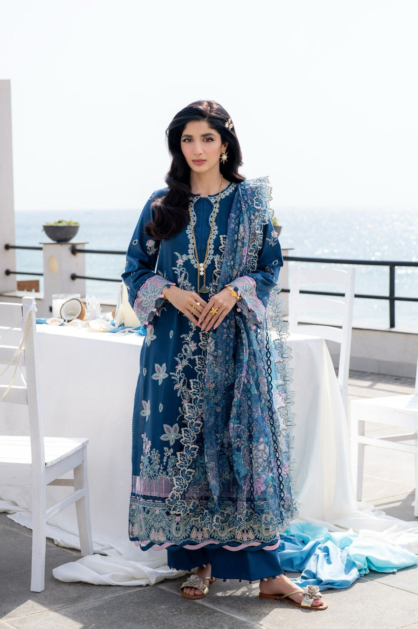 Aabyaan | Saagar Luxury Lawn 25 | AZURA (AS-03) by Aabyaan - Designer Dress - Type: Ladies Clothes - Available at Libayah - 100% Original