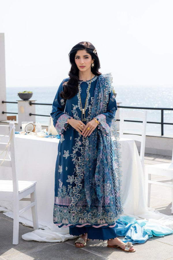 Aabyaan | Saagar Luxury Lawn 25 | AZURA (AS-03) by Aabyaan - Designer Dress - Type: Ladies Clothes - Available at Libayah - 100% Original
