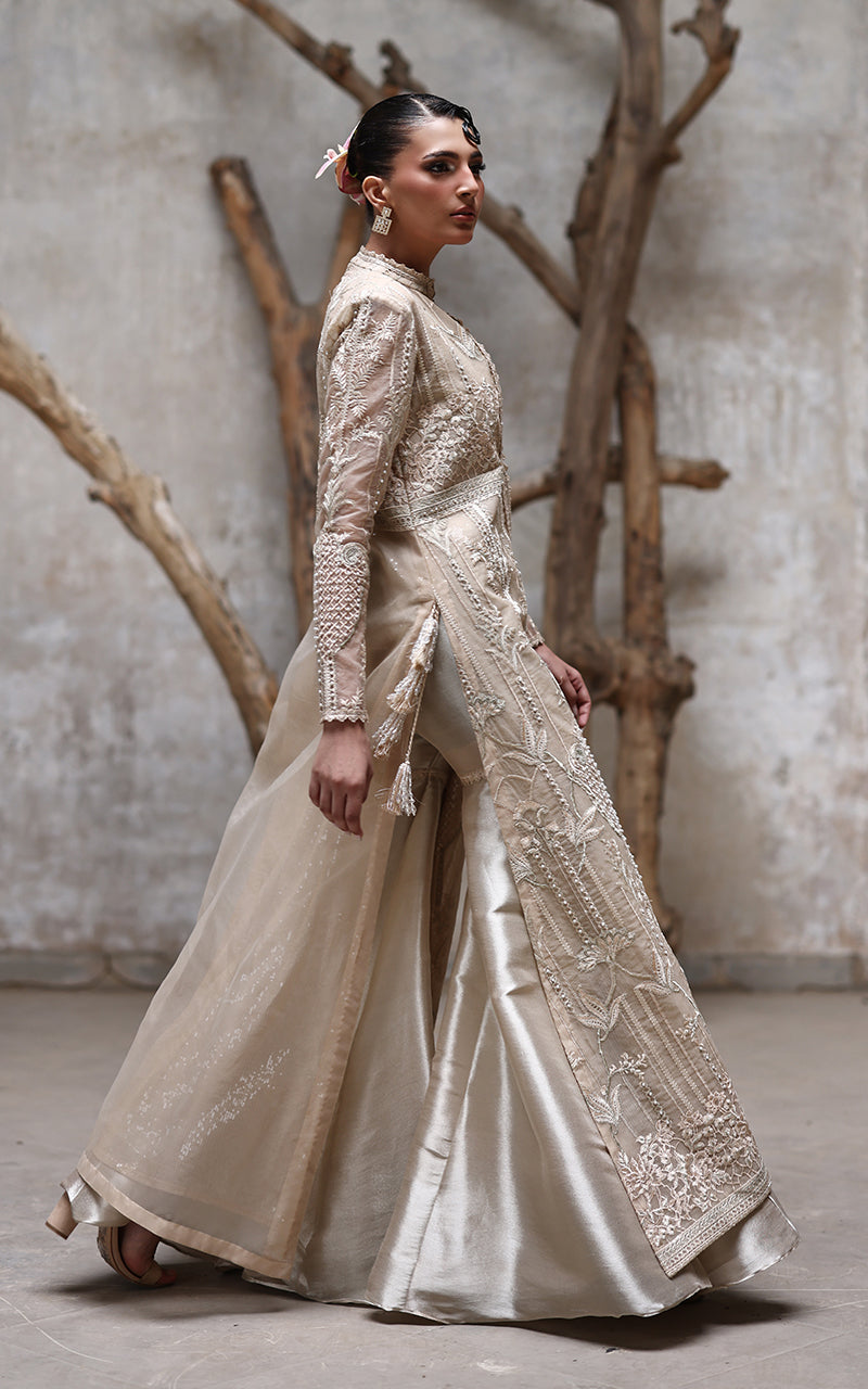 Threads and Motifs | Formal Dresses 25 | NET EMBROIDERED JACKET WITH GHARARA by Threads and Motifs - Designer Dress  - Type : Ladies Clothes - Available at Libayah - 100% Original 