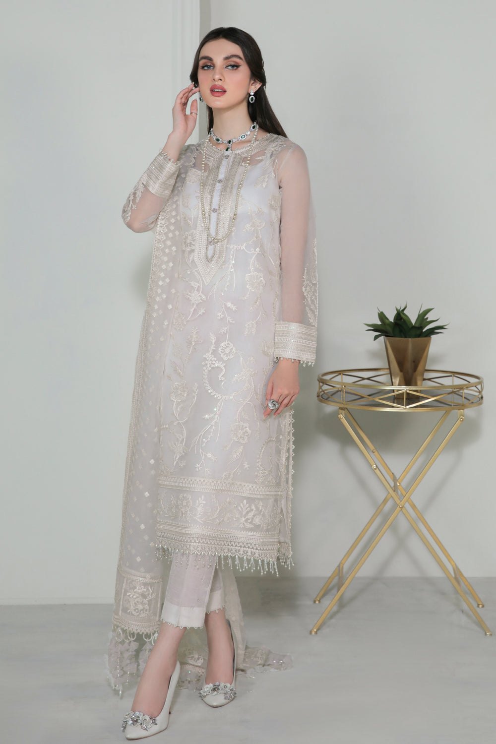 Baroque | Formals Collection | EMBROIDERED ORGANZA UF-186 by Baroque - Designer Dress  - Type : Ladies Clothes - Available at Libayah - 100% Original 