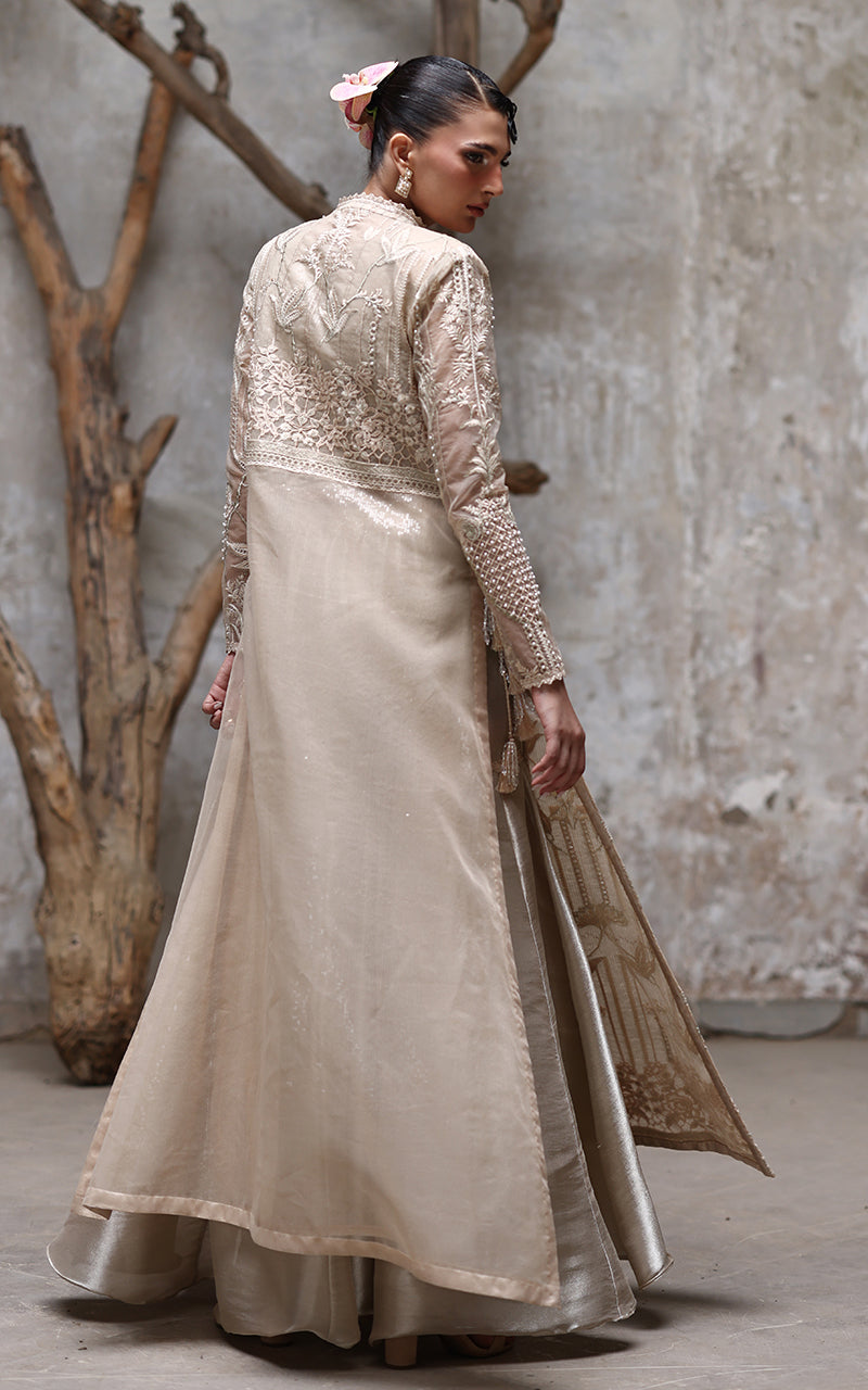 Threads and Motifs | Formal Dresses 25 | NET EMBROIDERED JACKET WITH GHARARA by Threads and Motifs - Designer Dress  - Type : Ladies Clothes - Available at Libayah - 100% Original 