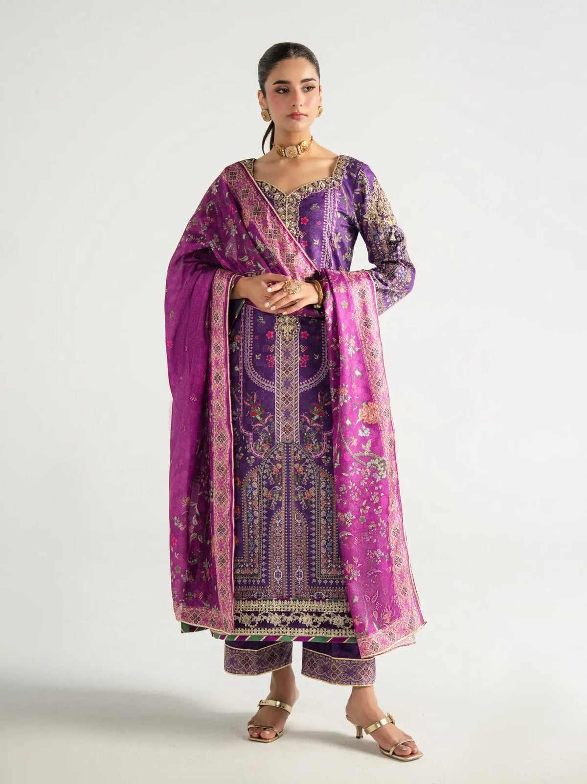 Gulaal | Aira Printed Silk | Plum Noir by Gulaal - Designer Dress  - Type : Ladies Clothes - Available at Libayah - 100% Original 