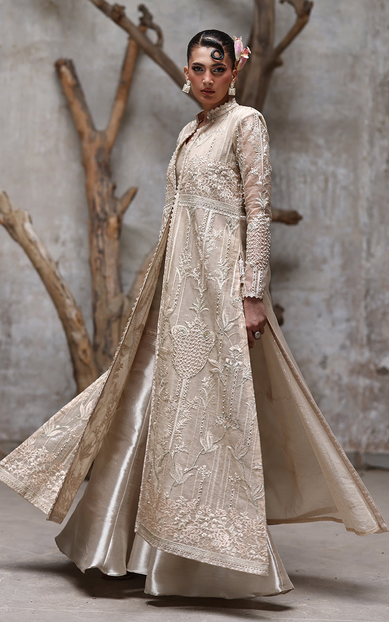 Threads and Motifs | Formal Dresses 25 | NET EMBROIDERED JACKET WITH GHARARA by Threads and Motifs - Designer Dress  - Type : Ladies Clothes - Available at Libayah - 100% Original 