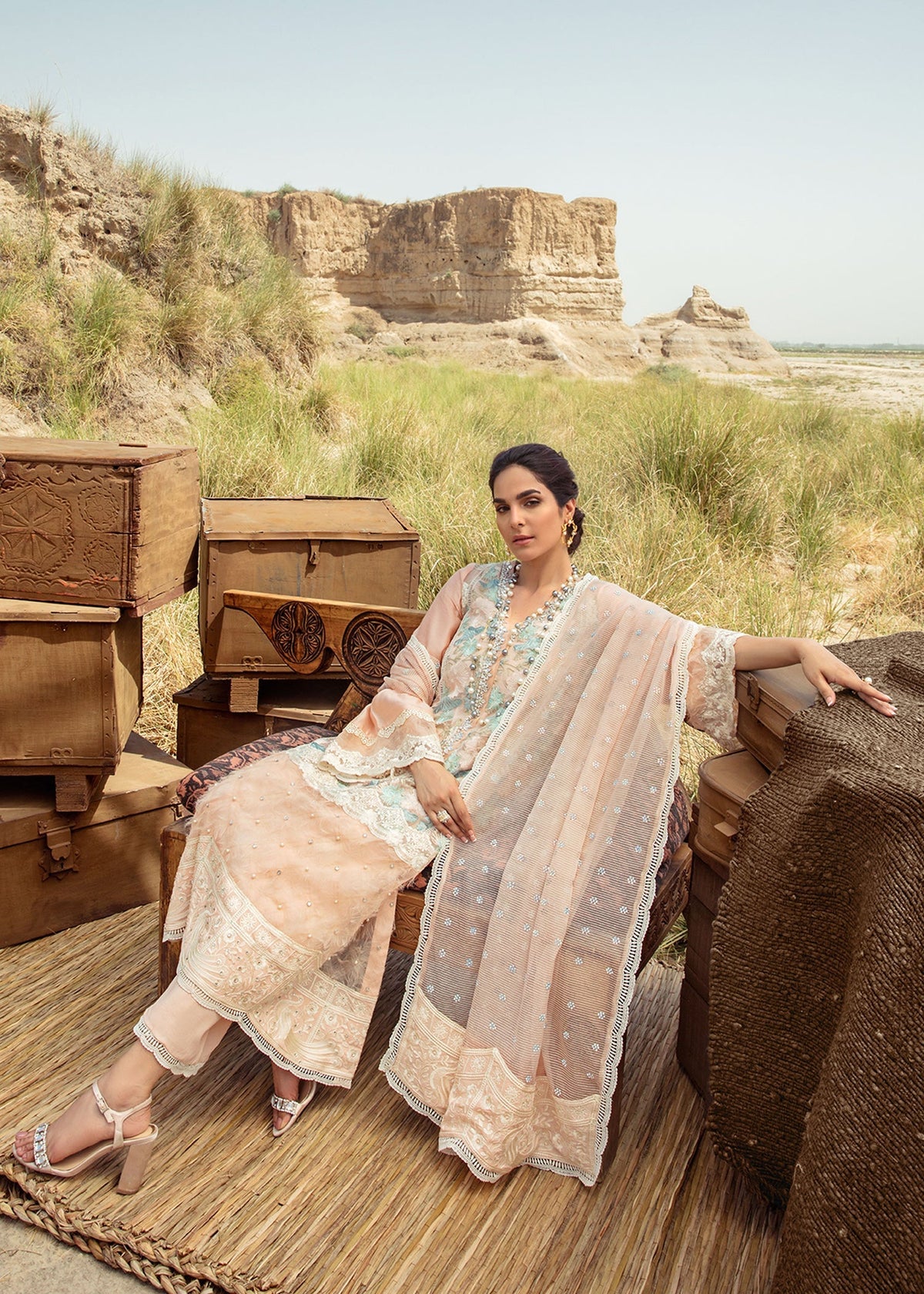 Saira Shakira | Luxury Pret | Peach Sandstone by Saira Shakira - Designer Dress  - Type : Ladies Clothes - Available at Libayah - 100% Original 