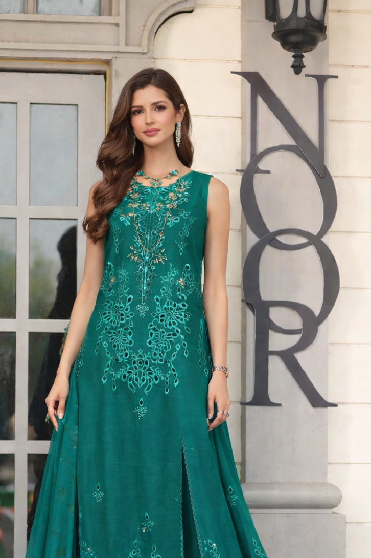 Noor by Saadia Asad | Eid Luxe Chikankari 26 | D1 - Malachite Green by Noor by Saadia Asad - Designer Dress  - Type : Ladies Clothes - Available at Libayah - 100% Original 