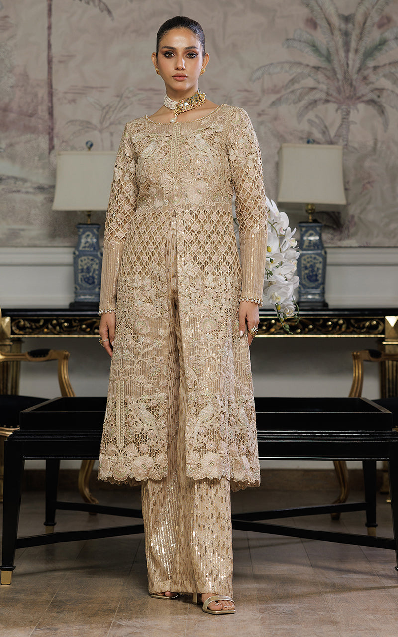 Threads and Motifs | Formal Dresses 25 | Organza Embroidered Dress With Trouser by Threads and Motifs - Designer Dress  - Type : Ladies Clothes - Available at Libayah - 100% Original 