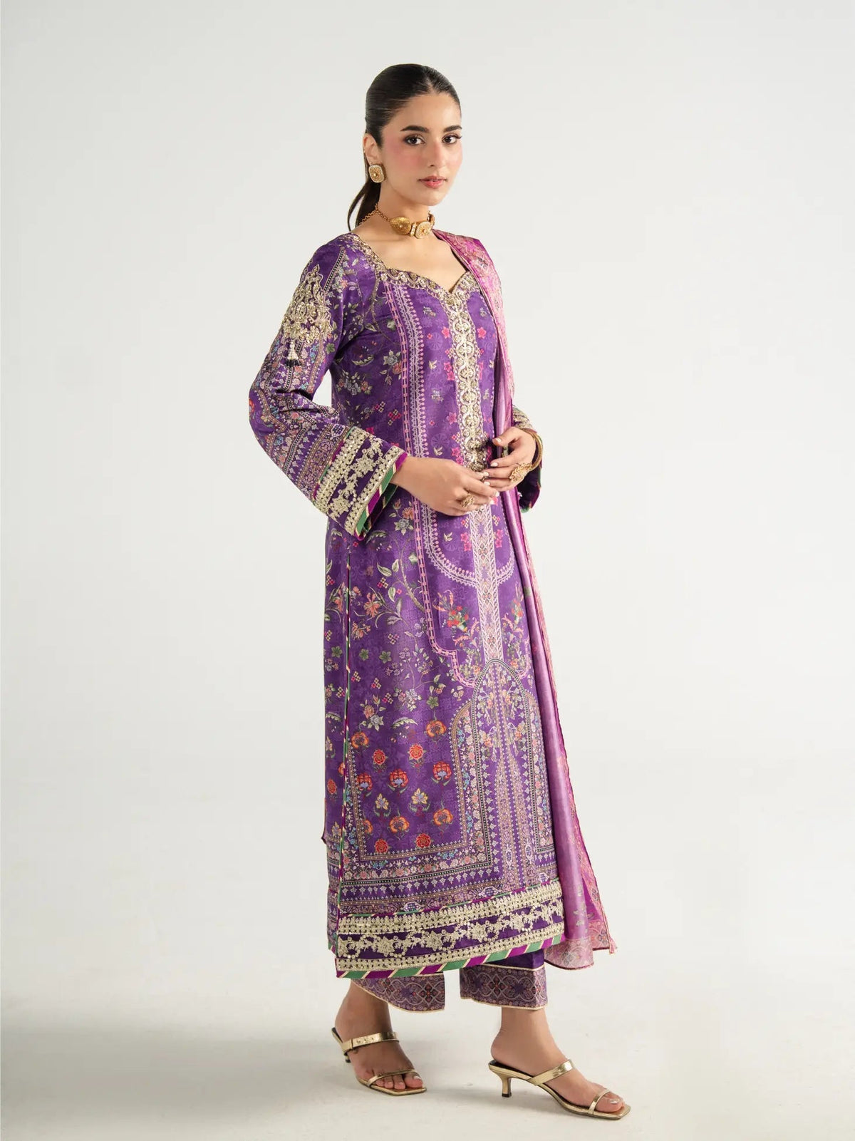 Gulaal | Aira Printed Silk | Plum Noir by Gulaal - Designer Dress  - Type : Ladies Clothes - Available at Libayah - 100% Original 