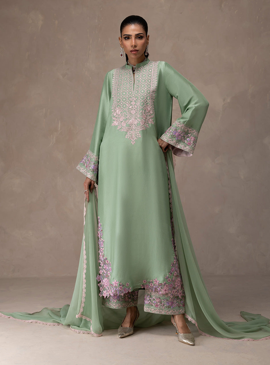 Zainab Chottani | Eid Edit 26 | Mint Bloom by Zainab Chottani - Designer Dress  - Type : Ladies Clothes - Available at Libayah - 100% Original 