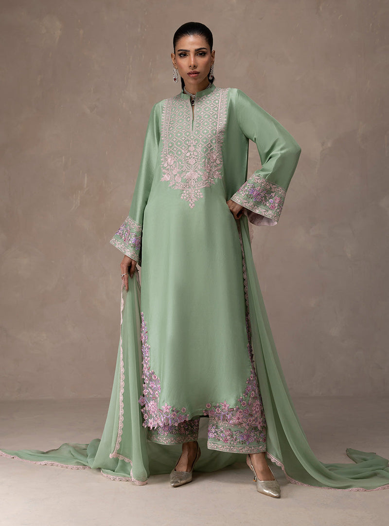 Zainab Chottani | Eid Edit 26 | Mint Bloom by Zainab Chottani - Designer Dress  - Type : Ladies Clothes - Available at Libayah - 100% Original 
