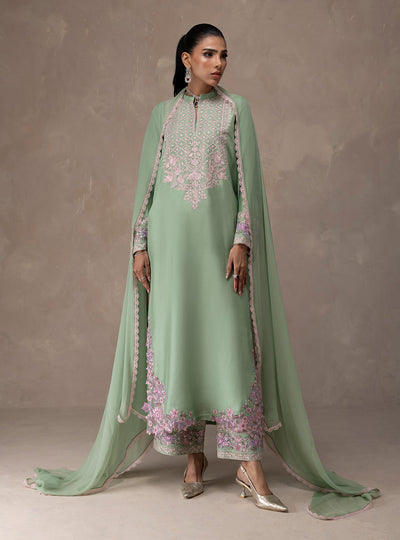 Zainab Chottani | Eid Edit 26 | Mint Bloom by Zainab Chottani - Designer Dress  - Type : Ladies Clothes - Available at Libayah - 100% Original 