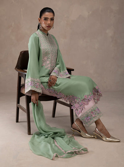 Zainab Chottani | Eid Edit 26 | Mint Bloom by Zainab Chottani - Designer Dress  - Type : Ladies Clothes - Available at Libayah - 100% Original 
