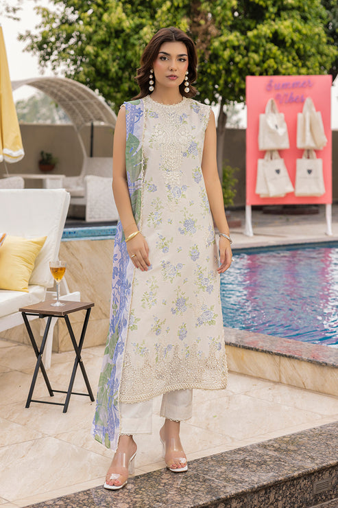 Saad Shaikh | Lawn 25 | Offwhite - Tropelle by Saad Shaikh - Designer Dress - Type: Ladies Clothes - Available at Libayah - 100% Original
