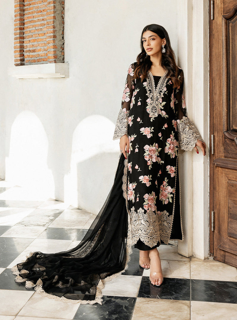 Zainab Chottani | Ramadan Edit 25 | Black Rose Waltz by Zainab Chottani - Designer Dress - Type: Ladies Clothes - Available at Libayah - 100% Original