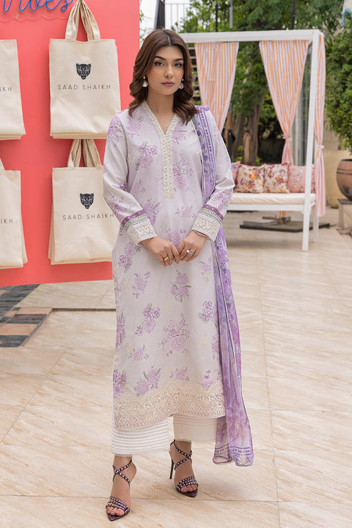 Saad Shaikh | Lawn 25 | Lilac Haze by Saad Shaikh - Designer Dress - Type: Ladies Clothes - Available at Libayah - 100% Original