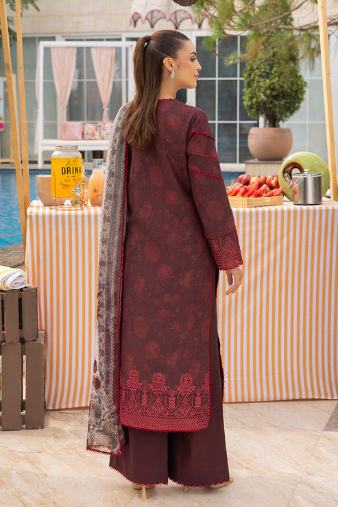 Saad Shaikh | Lawn 25 | Mehroon - Twilight Flora by Saad Shaikh - Designer Dress - Type: Ladies Clothes - Available at Libayah - 100% Original
