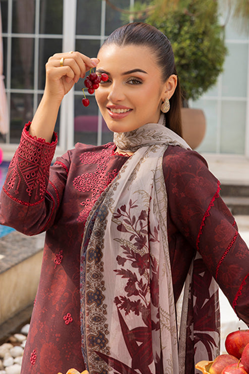 Saad Shaikh | Lawn 25 | Mehroon - Twilight Flora by Saad Shaikh - Designer Dress - Type: Ladies Clothes - Available at Libayah - 100% Original