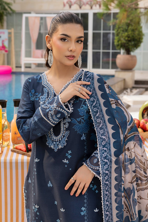 Saad Shaikh | Lawn 25 | Navy Blue - Blue Mirage by Saad Shaikh - Designer Dress - Type: Ladies Clothes - Available at Libayah - 100% Original