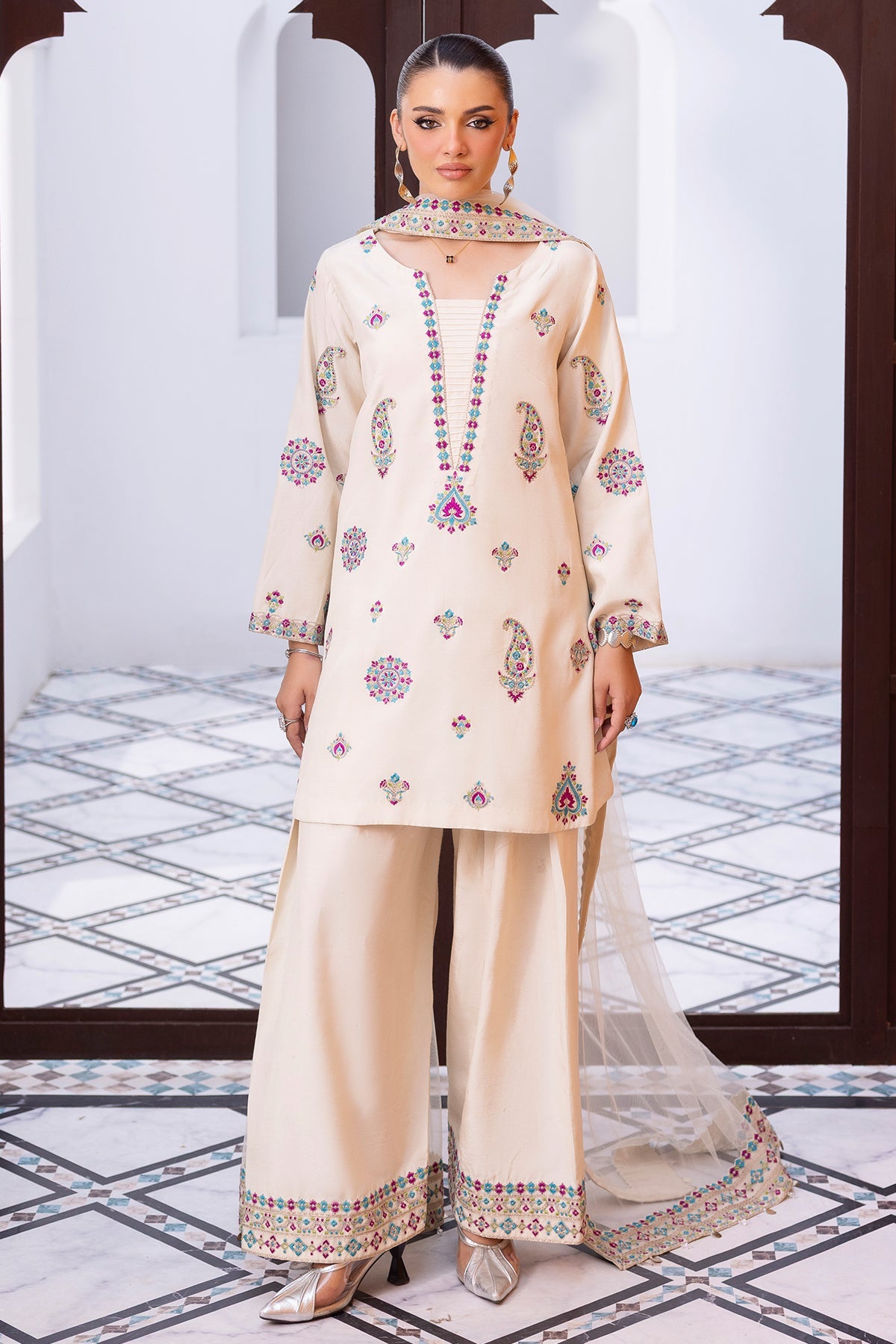 Charizma | Festive Pret | 3-PC Embroidered Raw-Silk CMA-6-404 by Charizma - Designer Dress  - Type : Ladies Clothes - Available at Libayah - 100% Original 